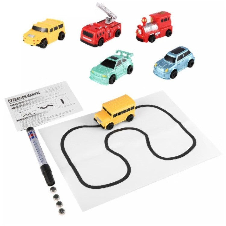 Mașinuță Magică cu Inducție – Urmează Linia Desenată, Set cu Marker și Baterii