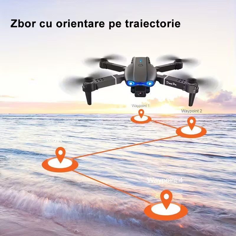 Drona E99, 4K, Camera duala, Conectare WiFi Aplicatie telefon mobil, Brate pliabile, Pozitionare flux optic evita obstacolele, Geanta de Depozitare, Incarcare USB, Pentru Copii si Adulti, Negru