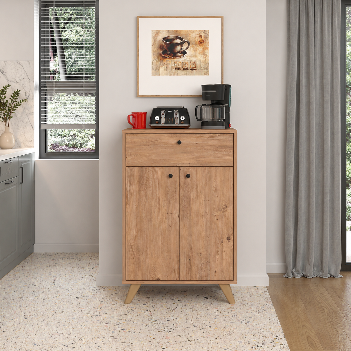 Dulap multifunctional din PAL 66x35,4x101,4 cm, cu 2 usi si sertar, pentru depozitare
