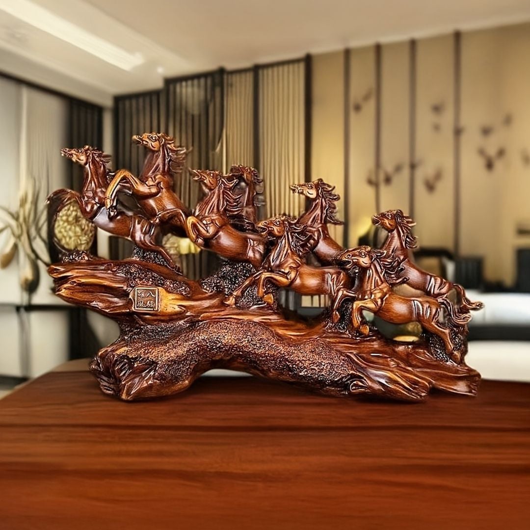 Statueta decorativa cai in alergare – rasina – design artistic premium 11 x 36 x 21 cm