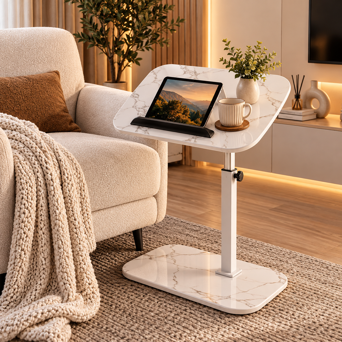 Masă Multifuncțională pentru Laptop, cu Înălțime Reglabilă 60–80 cm și Blat Rotativ, 40 x 30 cm