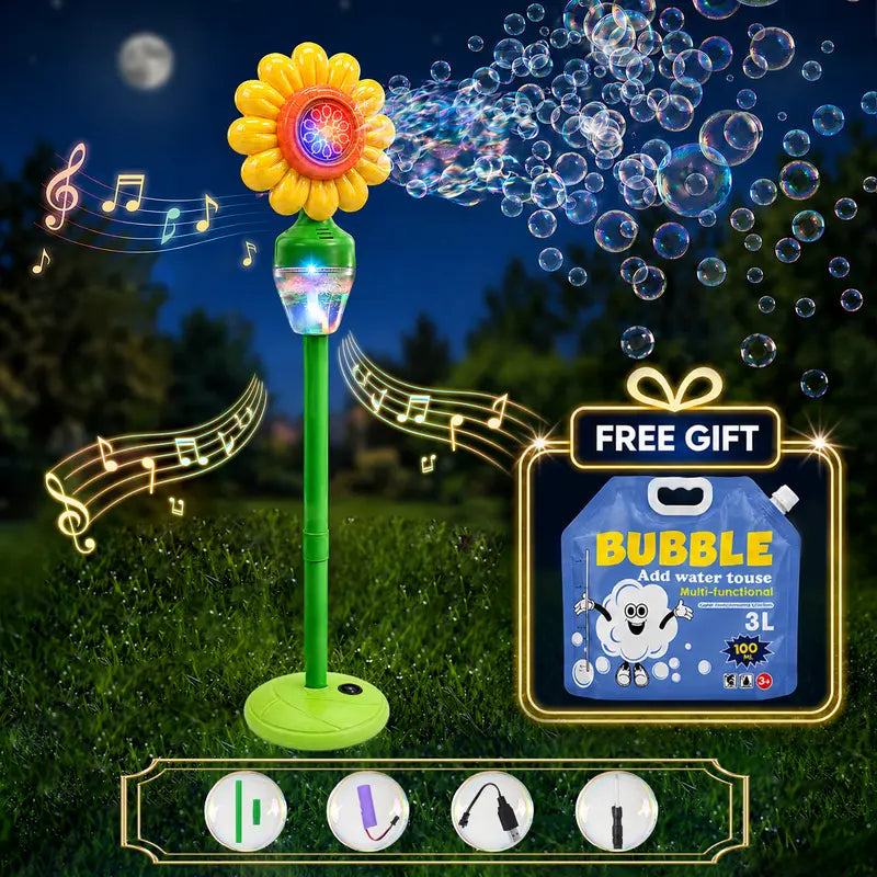 KK Bubble Blower Bubble Tower Jucarie Copii cu Muzica si Pulverizator Girasol 119cm - detaliu produs