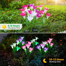 Set 2 lampi solare tip crin 75 cm pentru gradina iluminare decorativa exterior