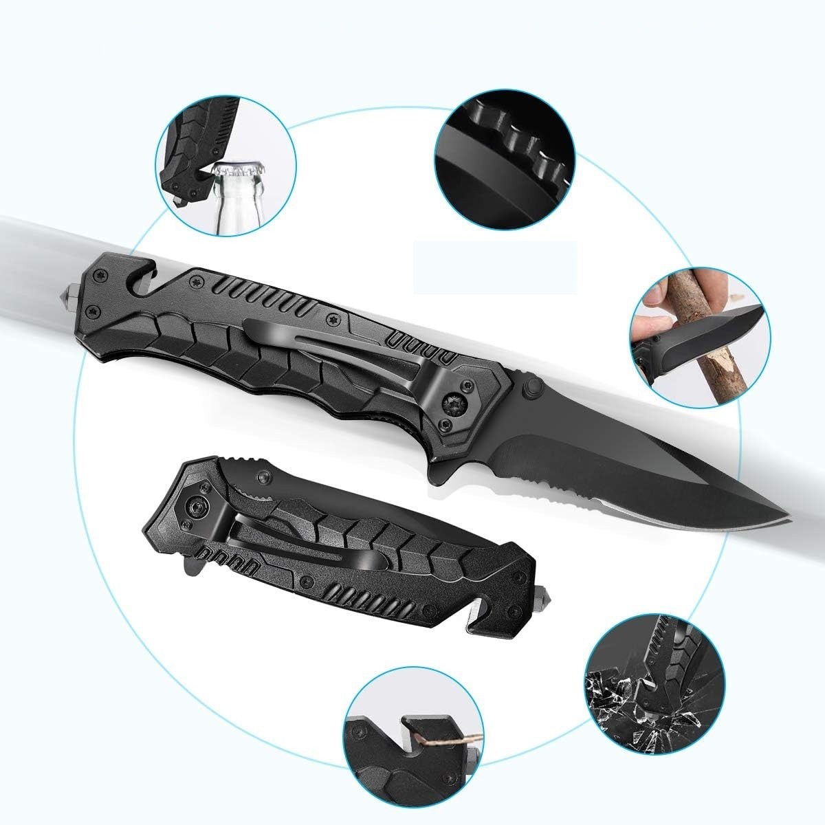 Kit multifunctional, 19 piese, excelent pentru drumetii, vanatoare, pescuit, camping