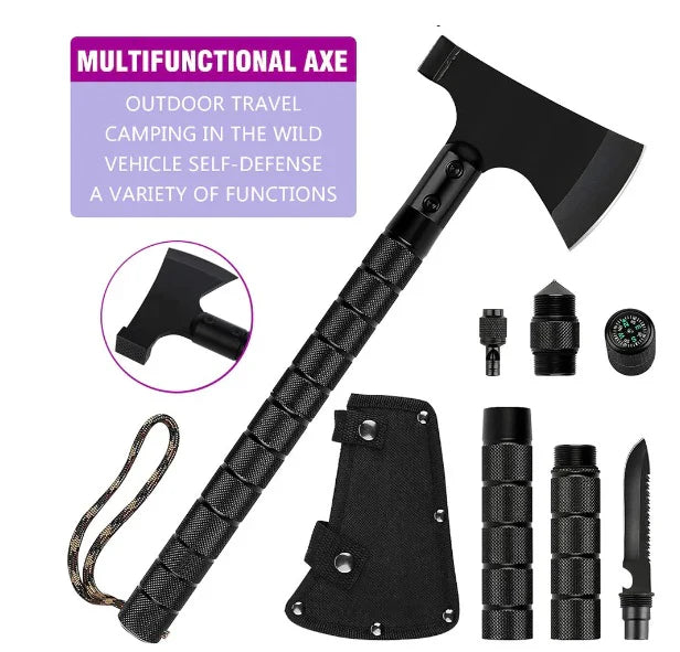Topor Tactic Multifunctional pentru Camping cu Accesorii Intercambiabile