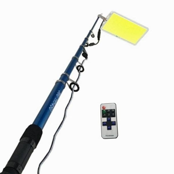 Kit Nocturna eLIVE FR-04, Proiector Camping LED 47W 4558lm, Waterproof, Brat Telescopic Ajustabil 4,5m, 3 Adaptoare 220V, Telecomanda, Geanta Transport