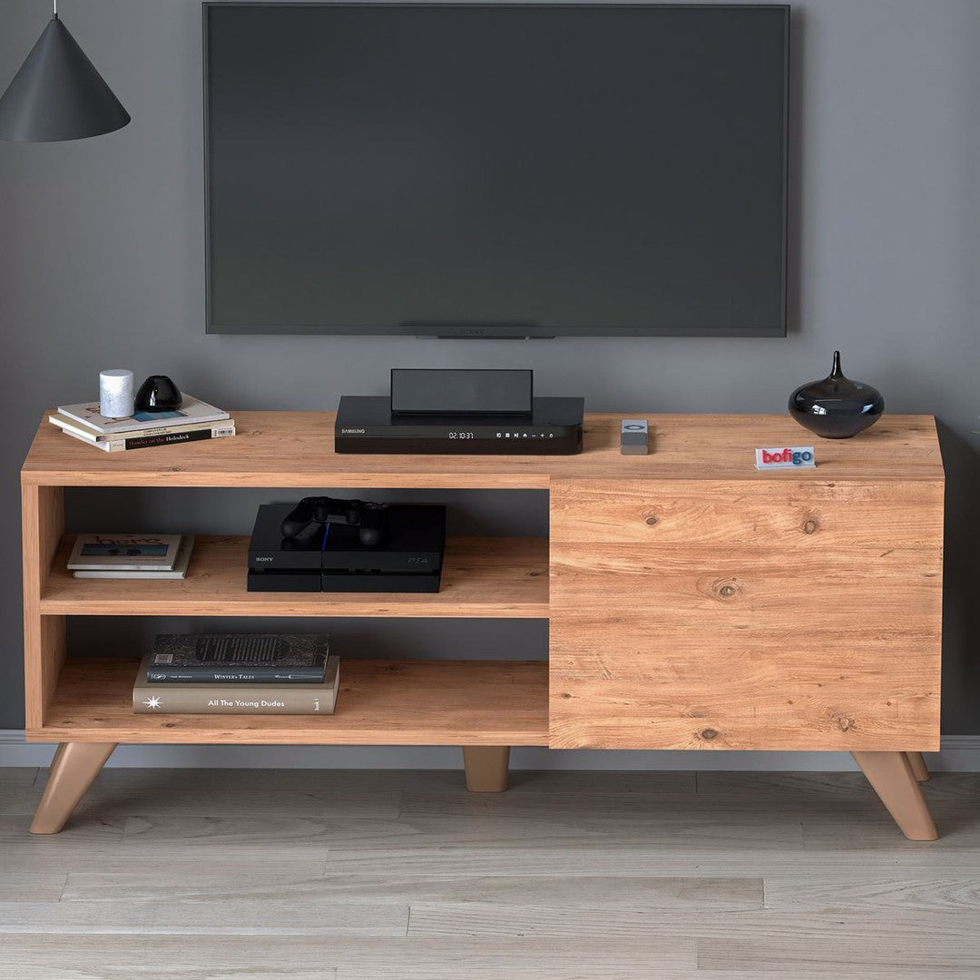 Comoda TV Bofigo Malta pin natur, in living modern cu TV
