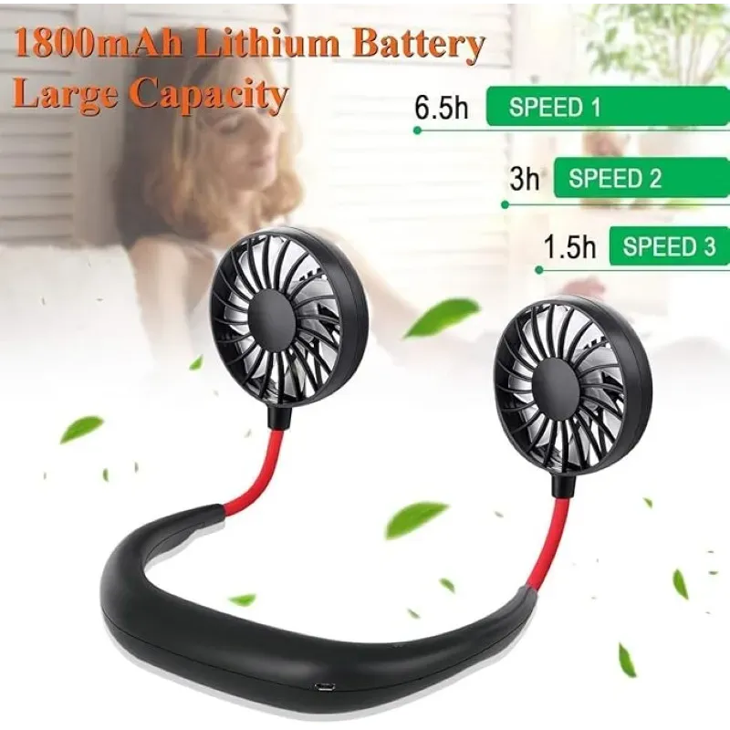 Mini ventilator pentru gat, 3 trepte de viteze, incarcare usb