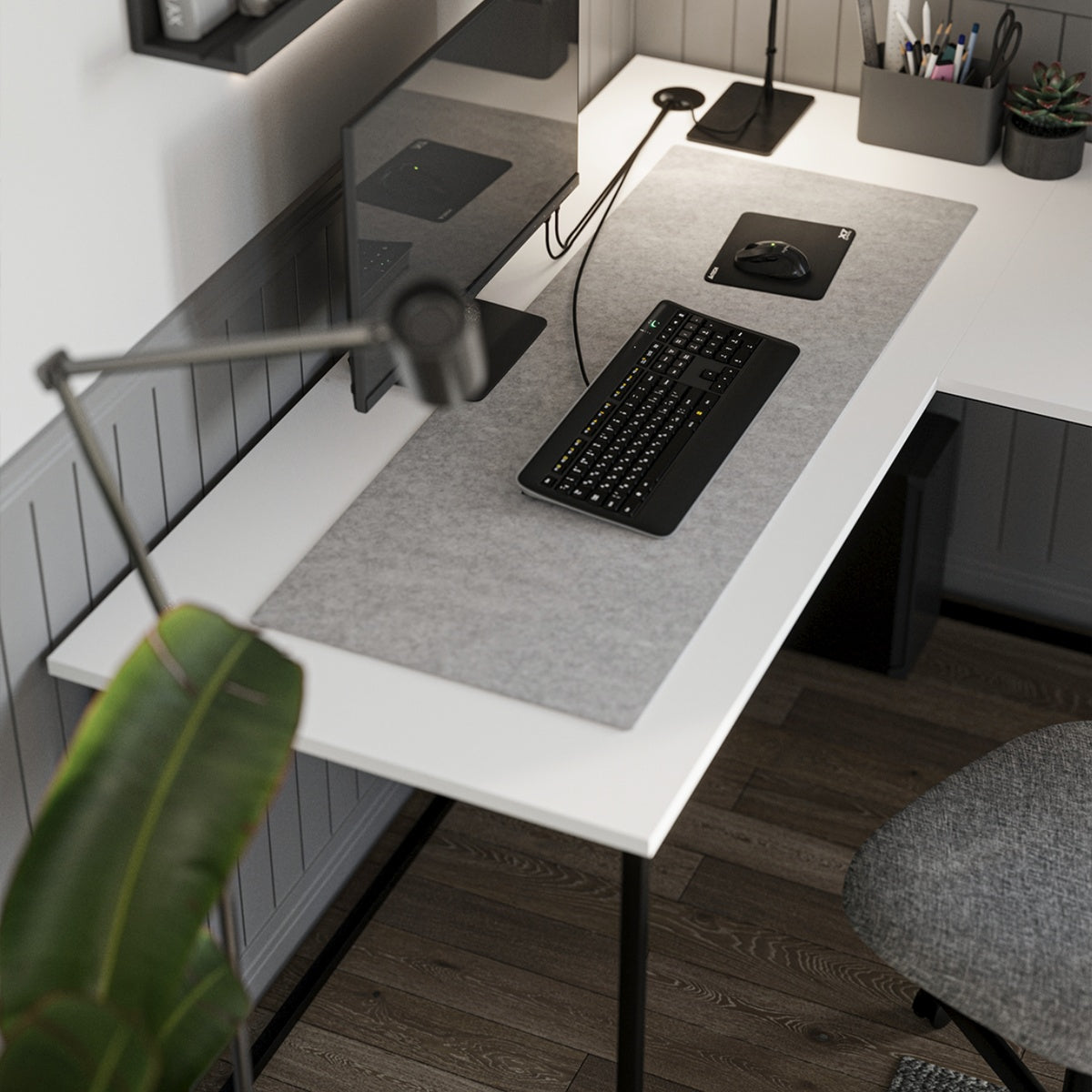 Birou de colt in forma L 140x147,8x73,8 cm, cu rafturi integrate si cadru metalic, pentru home office sau birou