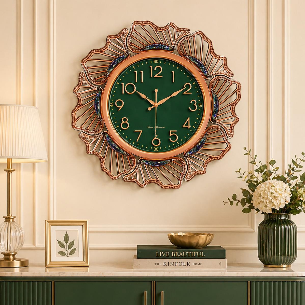 Ceas de perete modern decorativ 57 cm design elegant cu cadran mare silentios