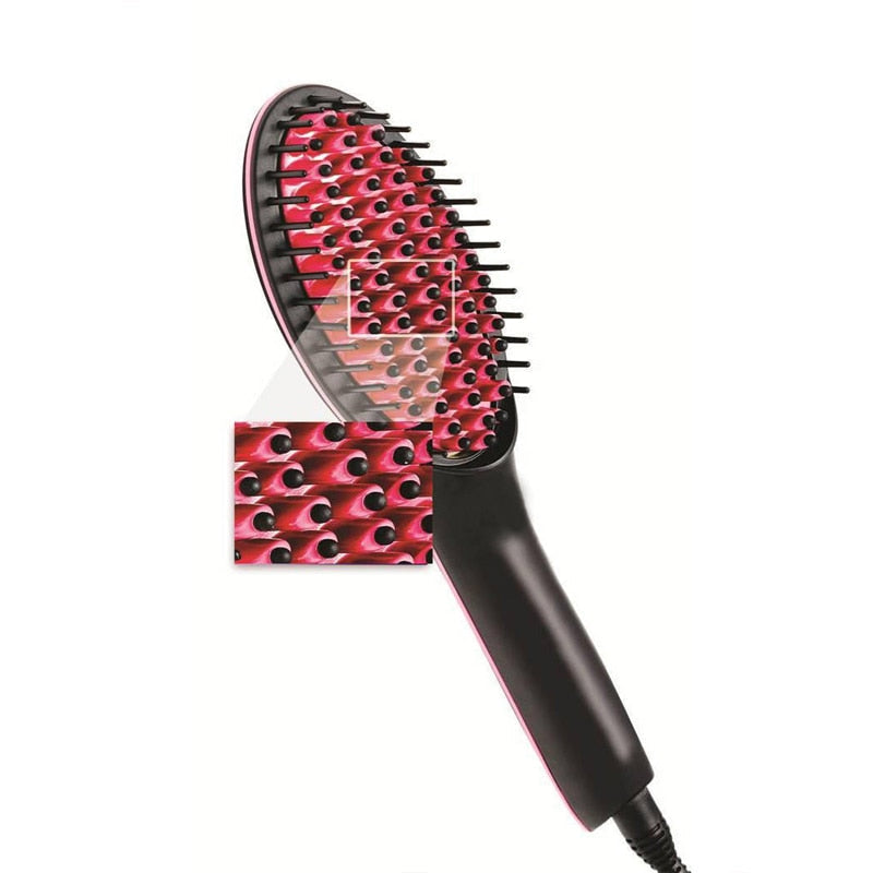 Perie electrica pentru indreptarea parului, cu ecran LCD, Straight Brush, Roz