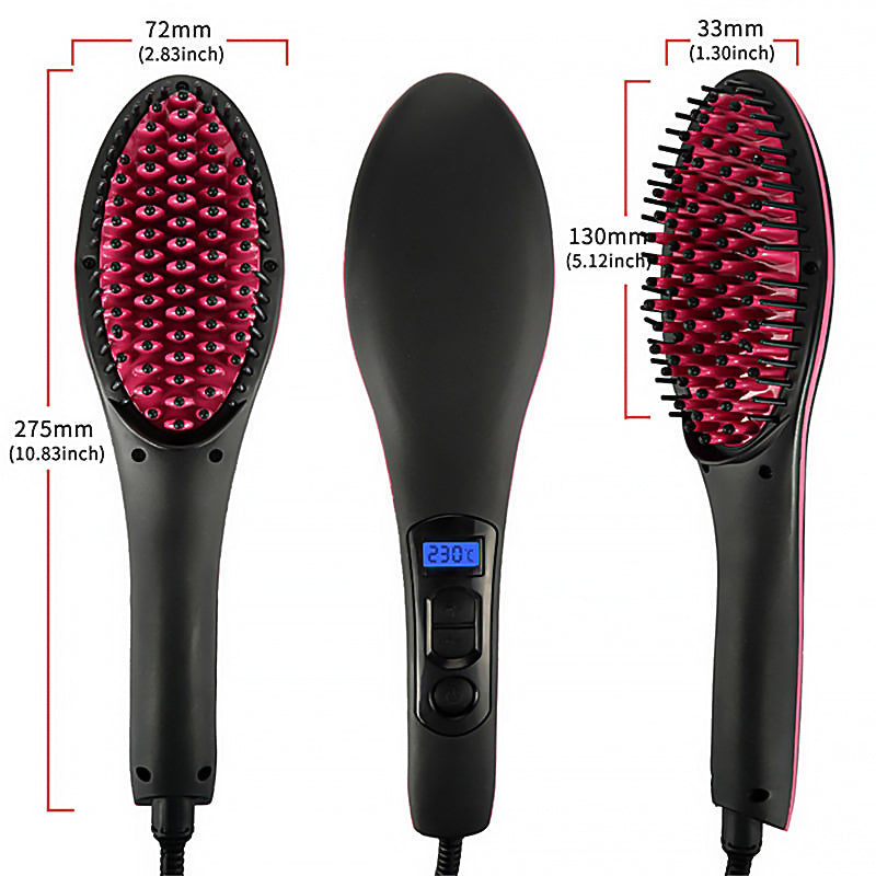 Perie electrica pentru indreptarea parului, cu ecran LCD, Straight Brush, Roz