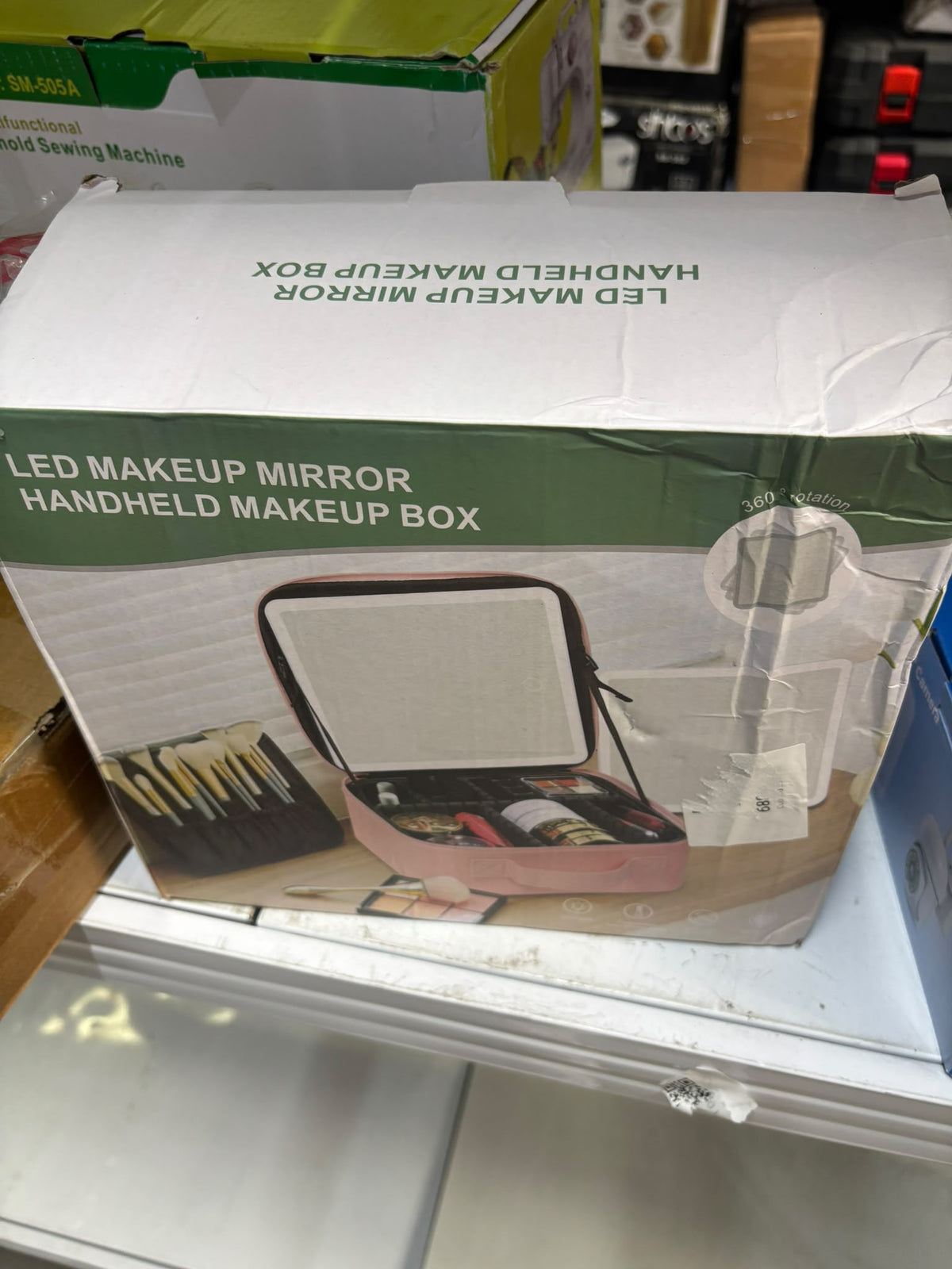 RESIGILAT — Geanta Cosmetica Pentru Make-up cu Oglinda LED cu Touch, 26x23x11 cm Roz · Incomplet #004