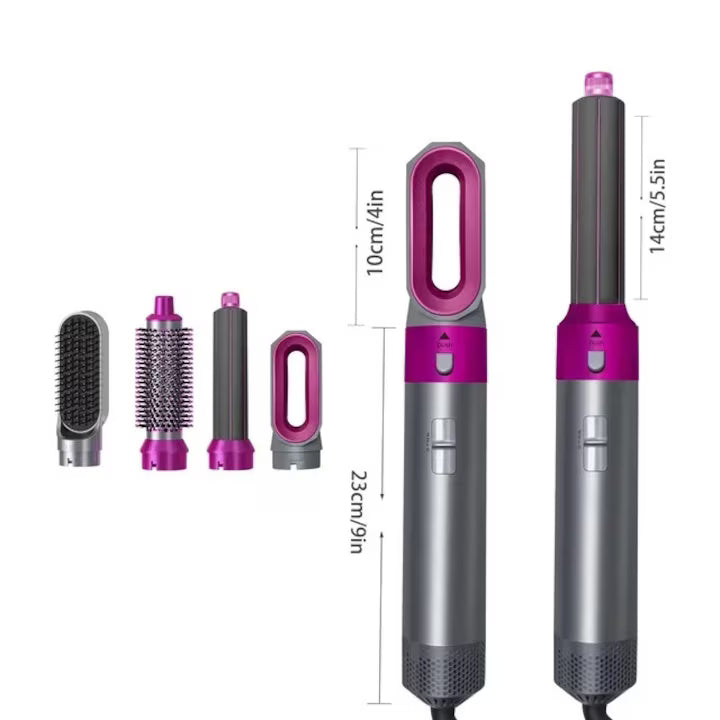 Set perie de par 5 in 1, 1000W, cu capete detasabile, design portabil, 32x15x5cm