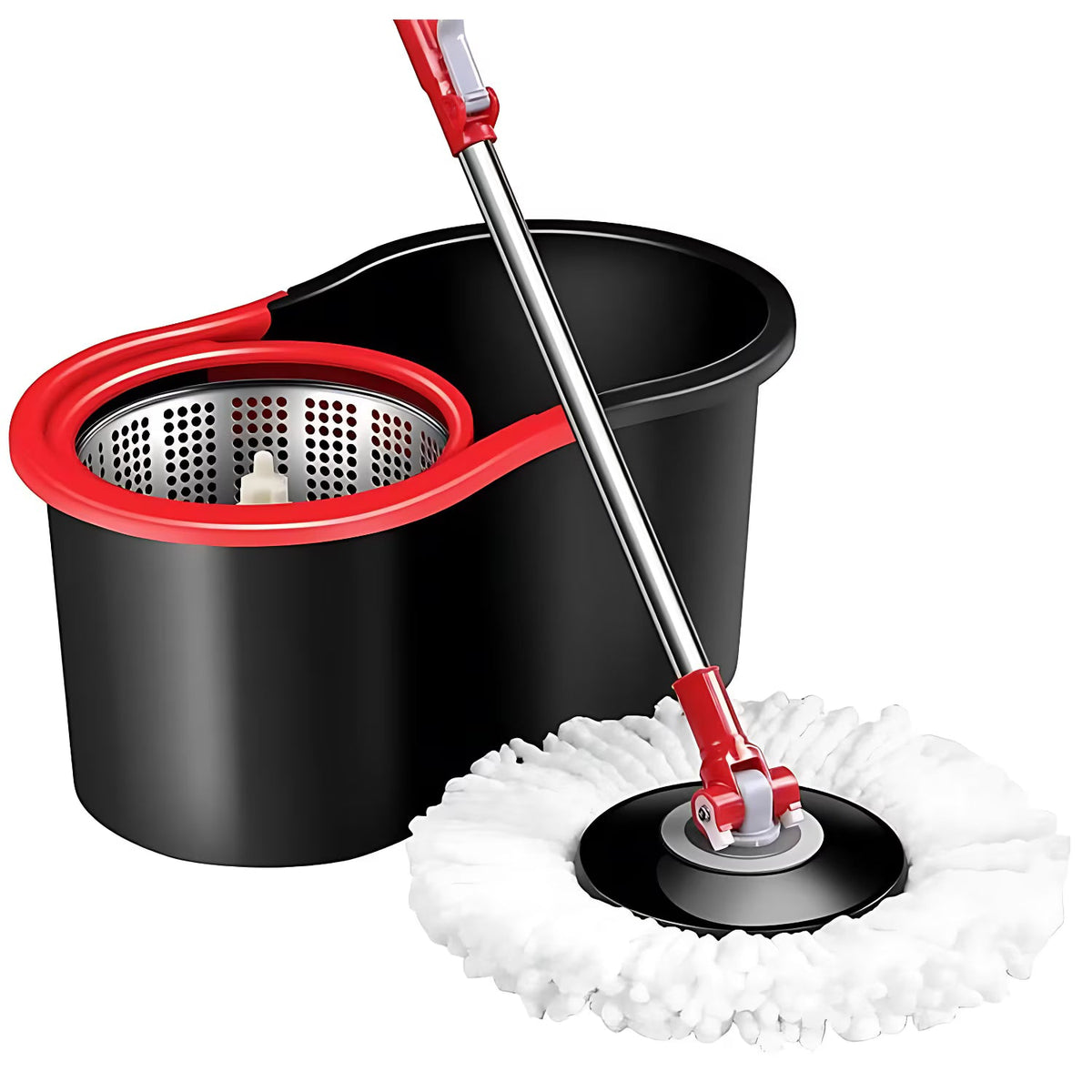 Set Mop Rotativ 8 litri, Cuva din Inox, 4 Rezerve Diferite + Perie Rosturi