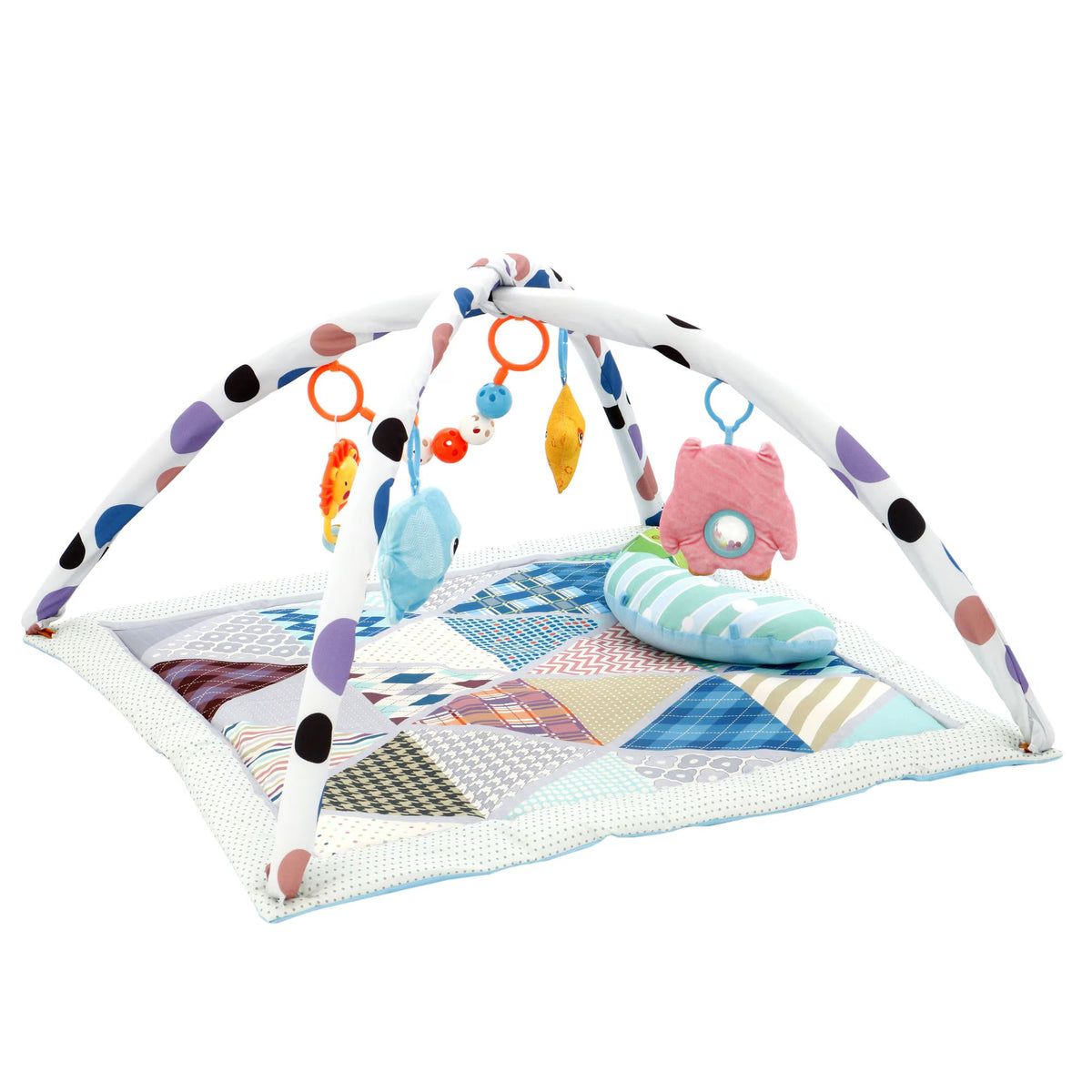 Centru de joacă complet cu cort, salteluță, pernuta, și 4 jucării – de la 6 luni la 5 ani, 82x1.26 cm