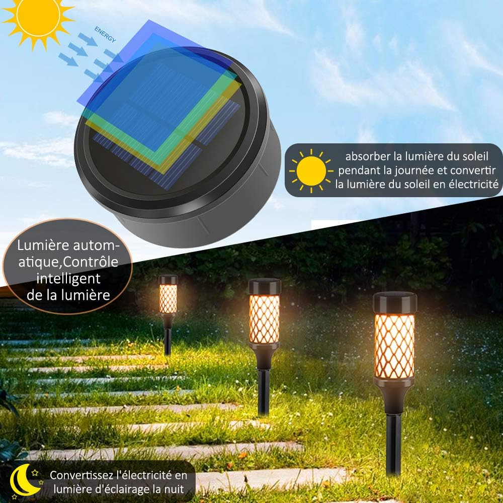 Set 4 Lampi solare LED pentru gradina, 10 LED SMD2835, iluminare automata, 38.5 cm