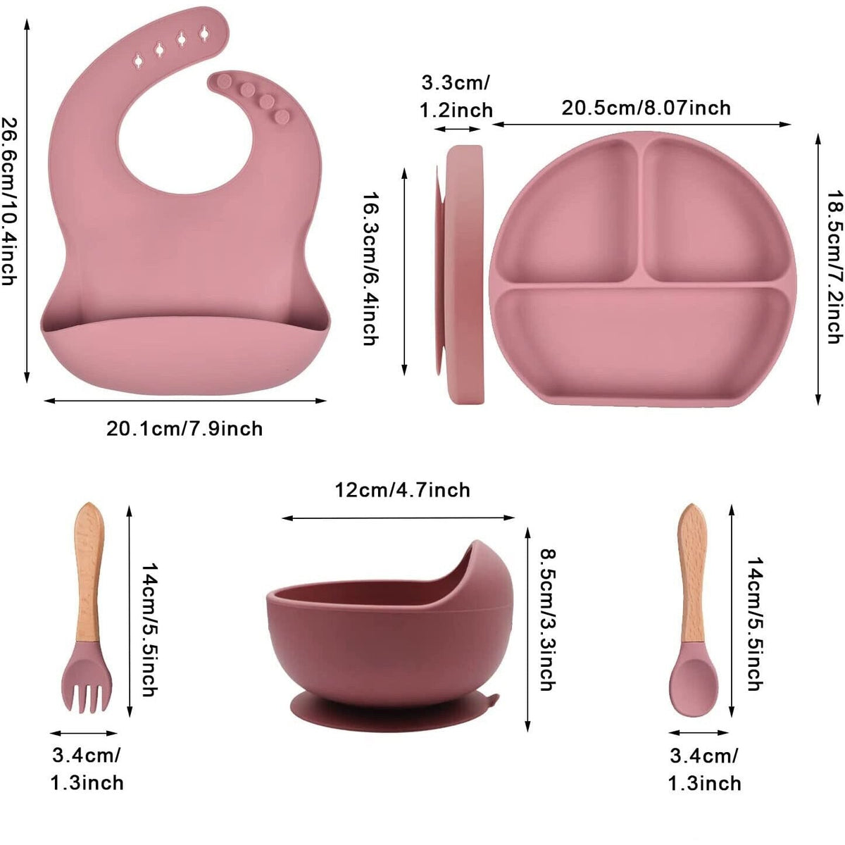 Set hranire bebelusi 8 piese, termorezistente, silicon, fara BPA, pliabile, usor de curatat