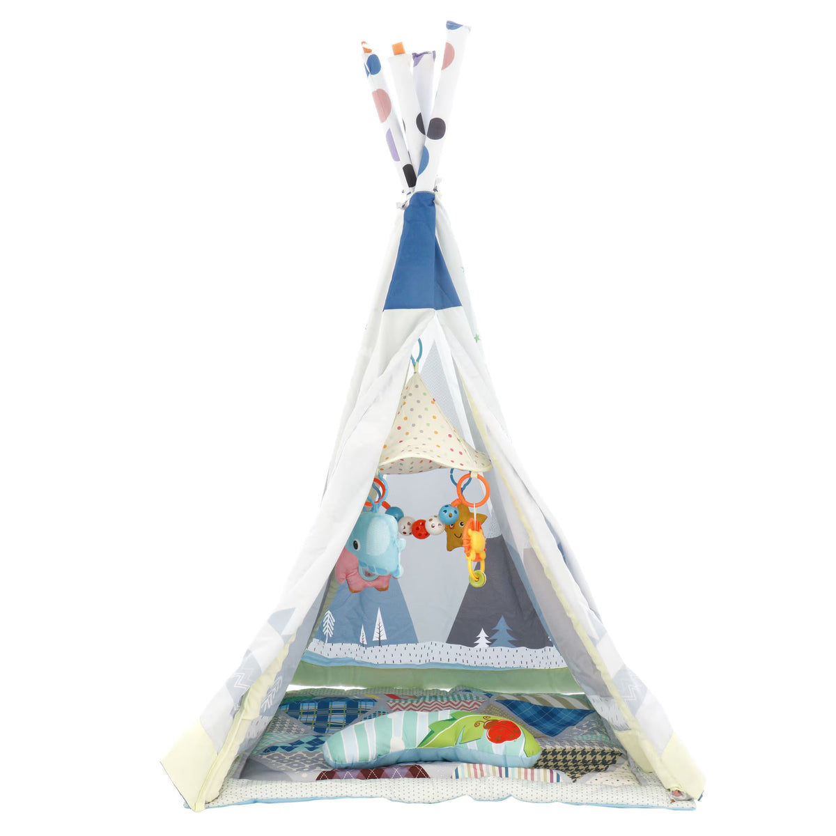 Centru de joacă complet cu cort, salteluță, pernuta, și 4 jucării – de la 6 luni la 5 ani, 82x1.26 cm