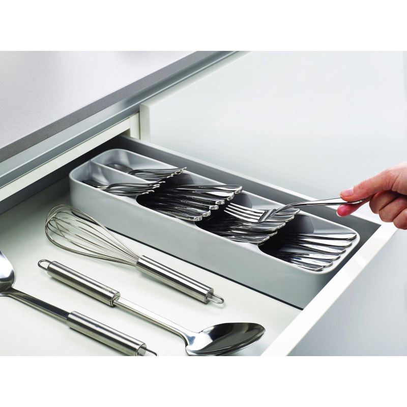 Organizator pentru tacamuri, 5 compartimente, 39.8 cm, Alb
