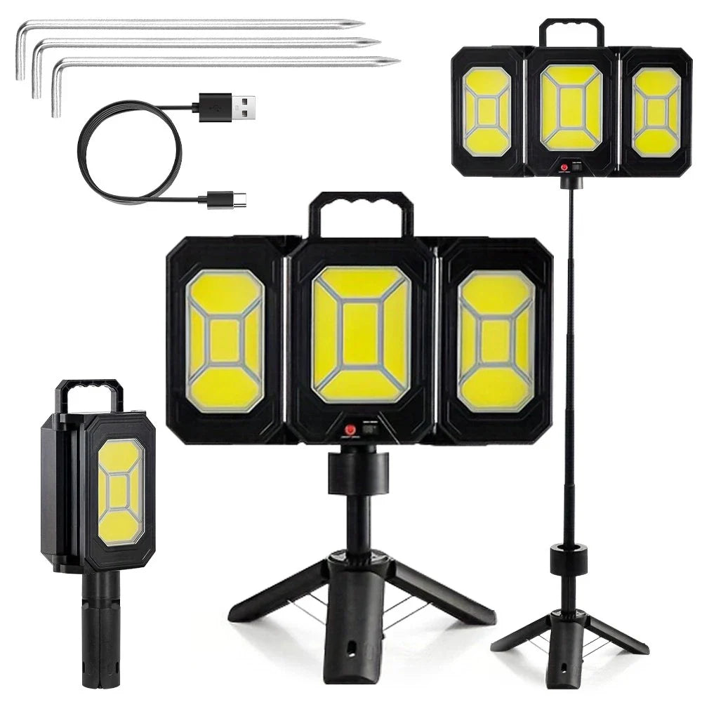 Lampa solara pliabila 3 panouri cu trepied reglabil 84cm si incarcare Type-C