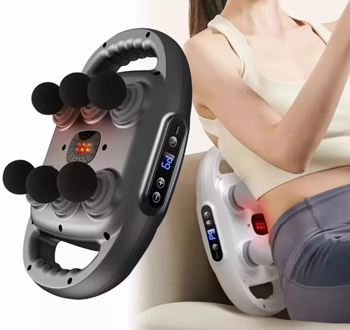 Aparat de Masaj Profesional cu 6 Capete – 9 Trepte de Intensitate, 9 Moduri, Ecran LED Touch, Masaj Profund
