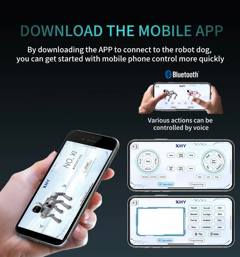 Catel robot inteligent, control telecomanda, aplicatie mobila, comenzi vocale, functii interactive, dans,