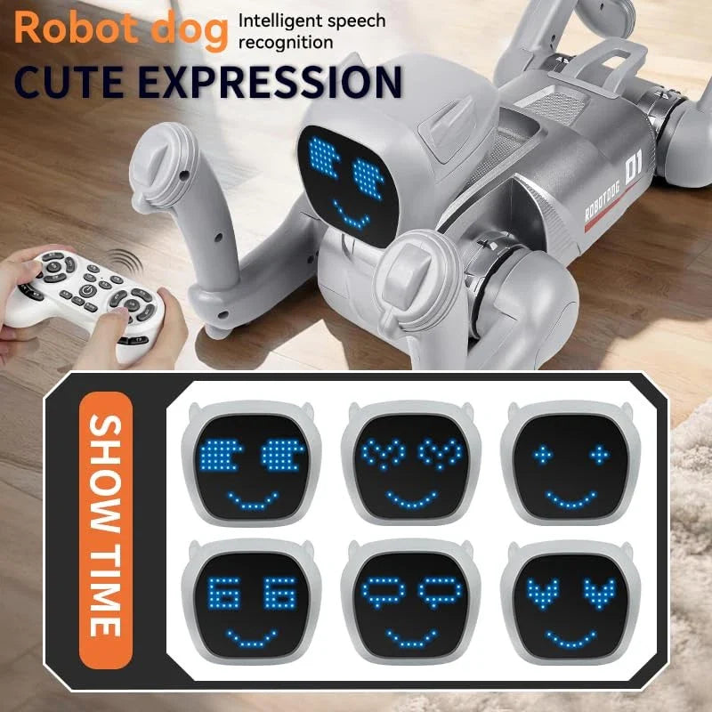 Catel robot inteligent, control telecomanda, aplicatie mobila, comenzi vocale, functii interactive, dans,