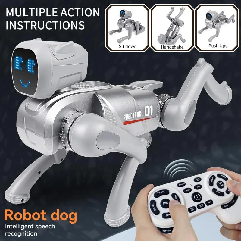 Catel robot inteligent, control telecomanda, aplicatie mobila, comenzi vocale, functii interactive, dans,