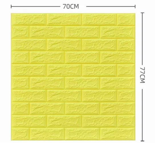 Tapet 3D caramida galbena auto-adeziv pentru interior, 70 x 77 cm