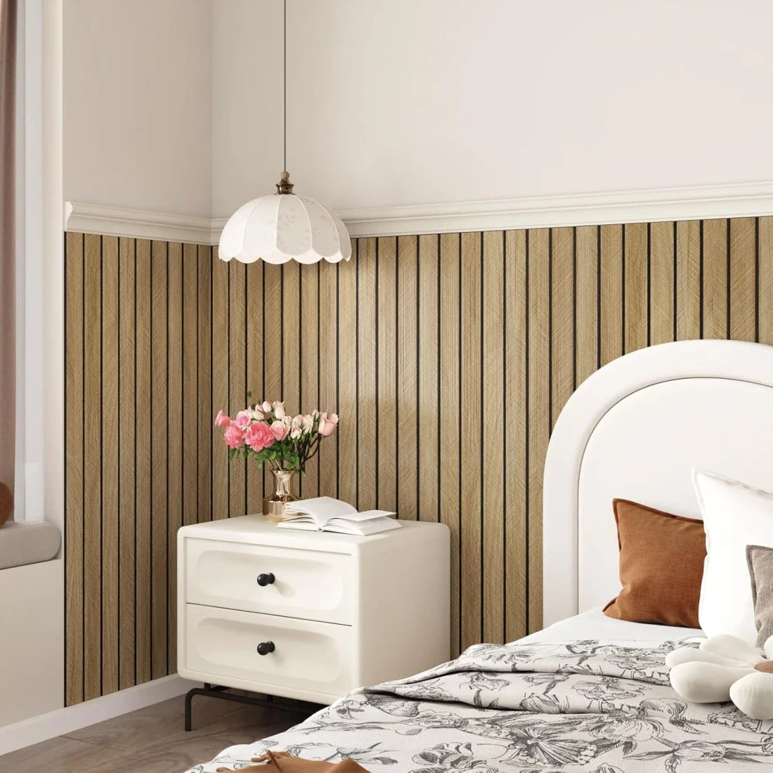 Tapet decorativ autoadeziv, aspect lemn vertical, 30x60cm, model 3D modern, pentru perete interior