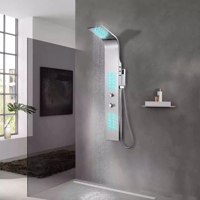 Panou dus hidromasaj inox auriu/argintiu 5 functii