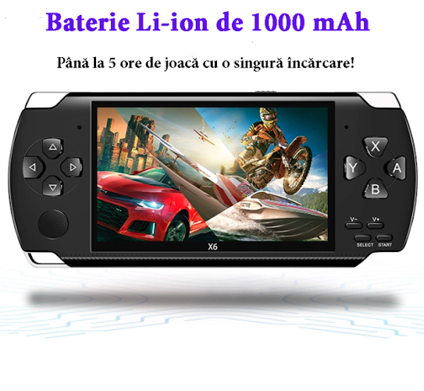 Consola de jocuri video, ecran 4.3 inch, capacitate 5 ore, 500 jocuri