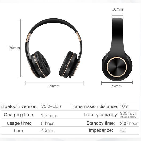 RESIGILAT - Casti Bluetooth Model T8 Over-Ear Stereo cu Microfon Wireless, Suport Card, Bass