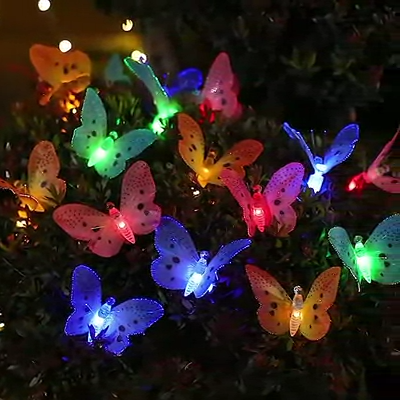 Set 2 Lampi Solare LED Fluturi Decorativi Gradina – 80 cm, Multicolor