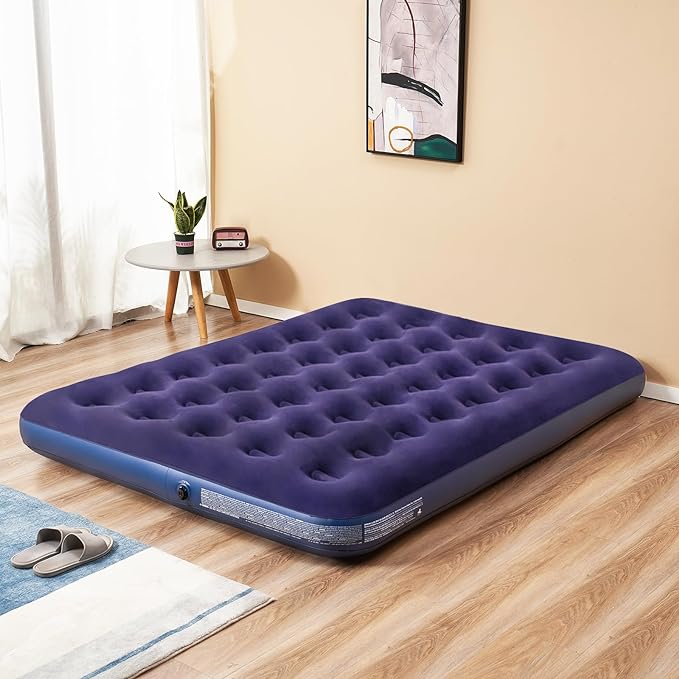 Saltea gonflabila pentru camping, plaja, 1-2 persoane, PVC si catifea