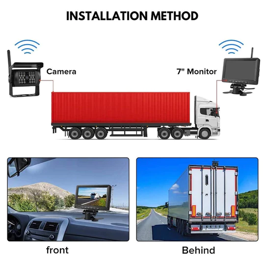 Kit wireless pentru marsarier cu camera AHD si display de 7&quot;, camioane, autocare, bus-uri