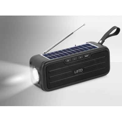 Boxa Portabila L8TD Neagra Bluetooth, USB, Radio, Lanterna cu incarcare solara