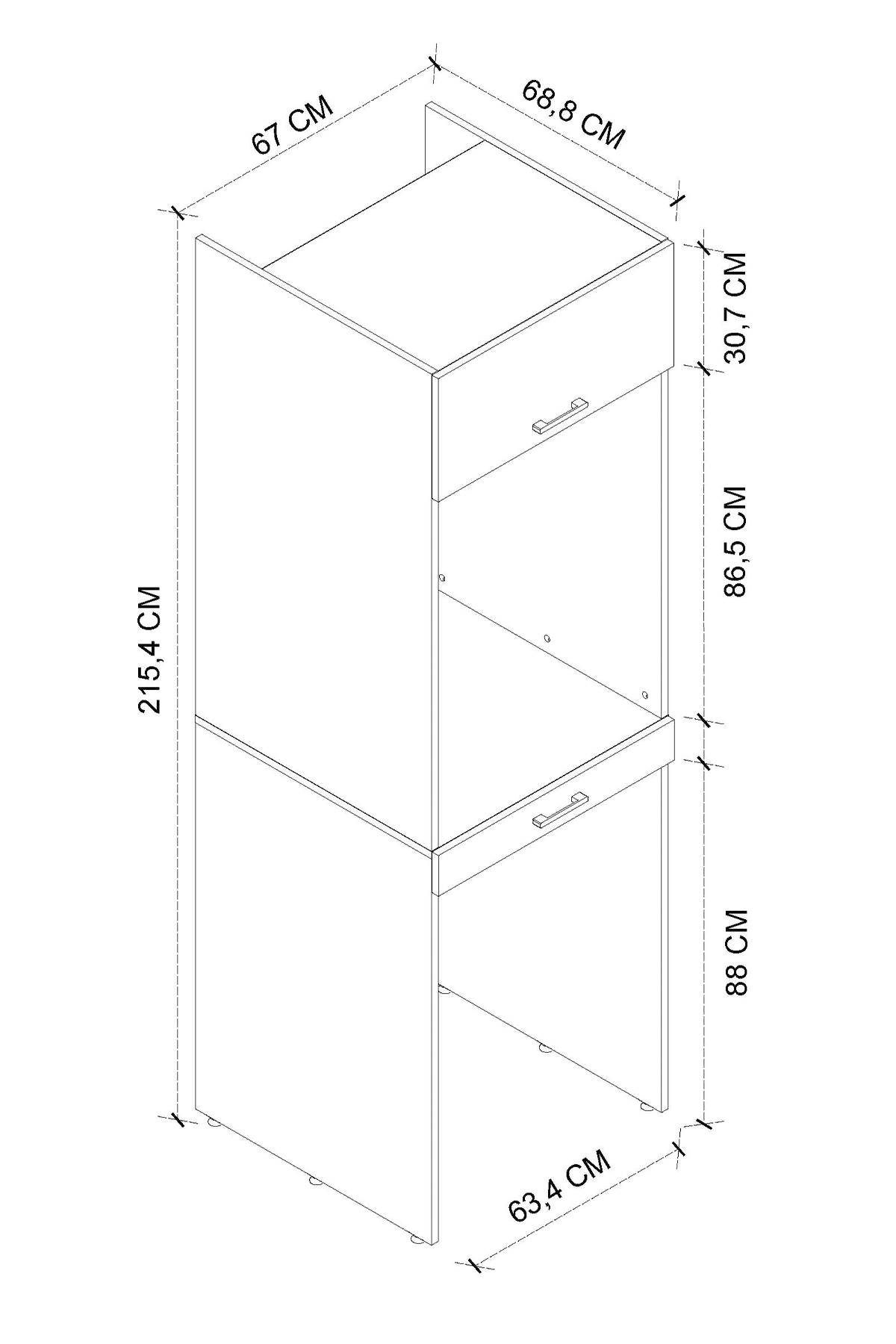 Dulap pentru masina de spalat si uscator, cu rafturi, 67 x 68,8 x 215,4 cm