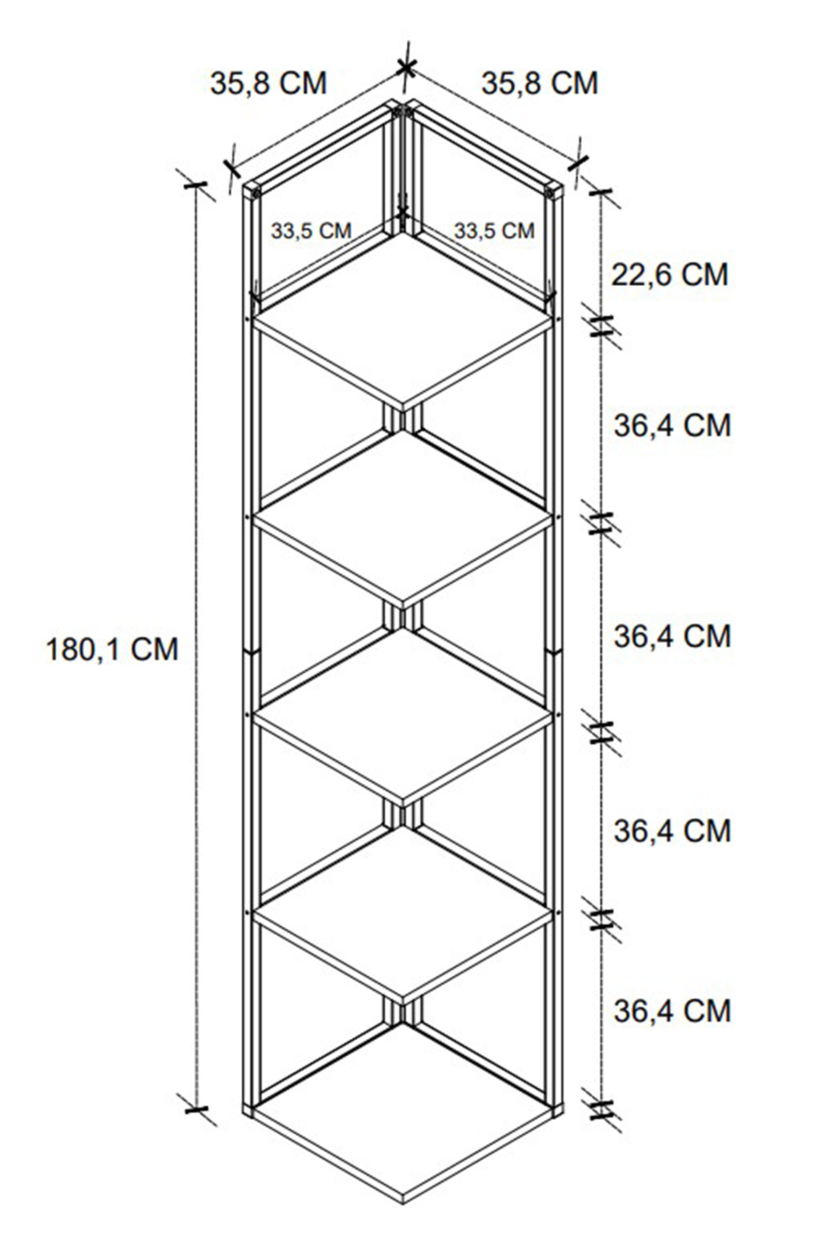 Suport Inalt de Colt pentru Plante cu 5 Rafturi, Cadru Metalic, 36 x 180 cm