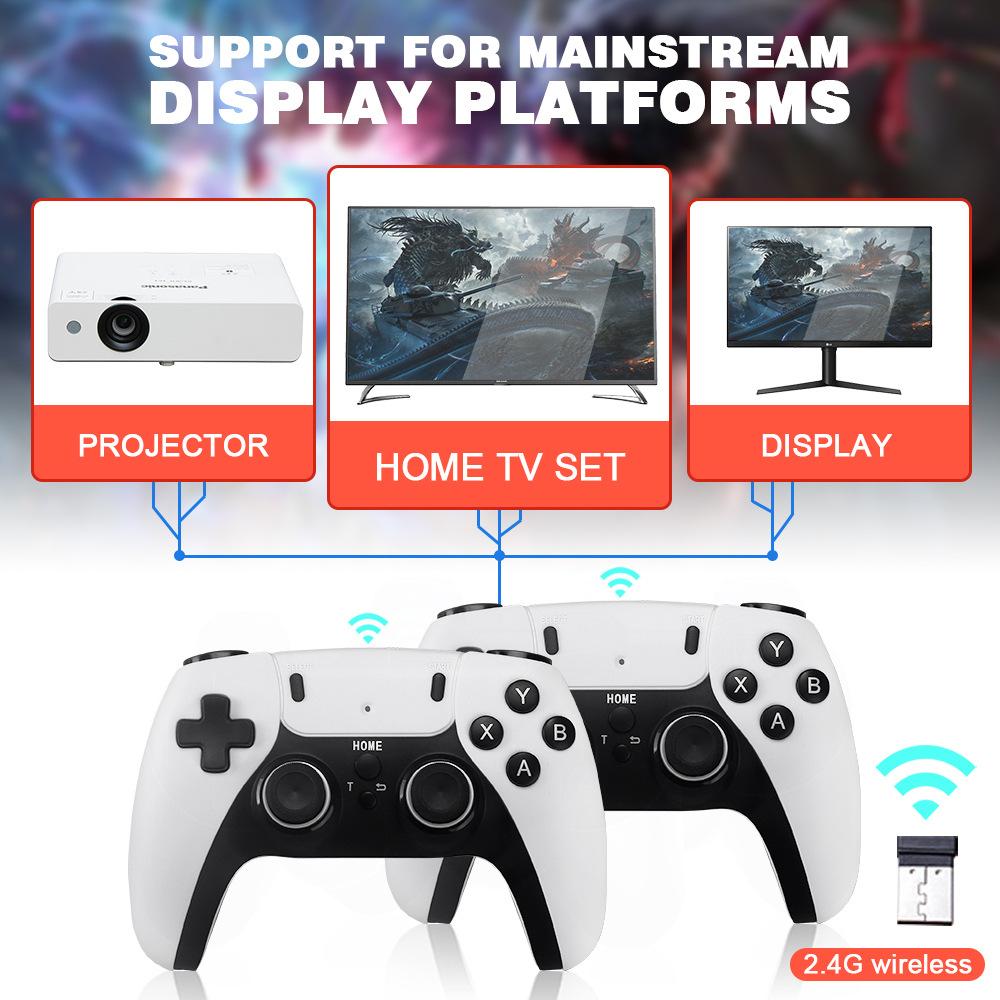 Consola de jocuri retro M8 PRO 64G 4K cu 2 controlere wireless pentru jocuri 3D, 20000+ jocuri, memorie 64G, cablu HDMI