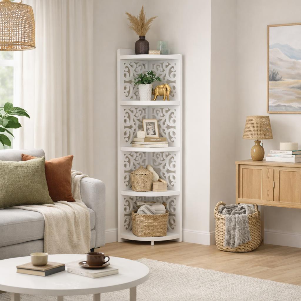 Raft Colt 4 Nivele Organizare Spatiala Design Modern Alb - detaliu produs