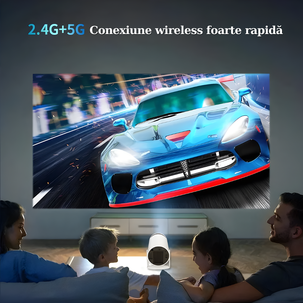 Videoproiector Inteligent 4K – HY300 PRO, Android TV 11.0, WiFi 6, Bluetooth 5.0, Ecran 130'', 200 ANSI