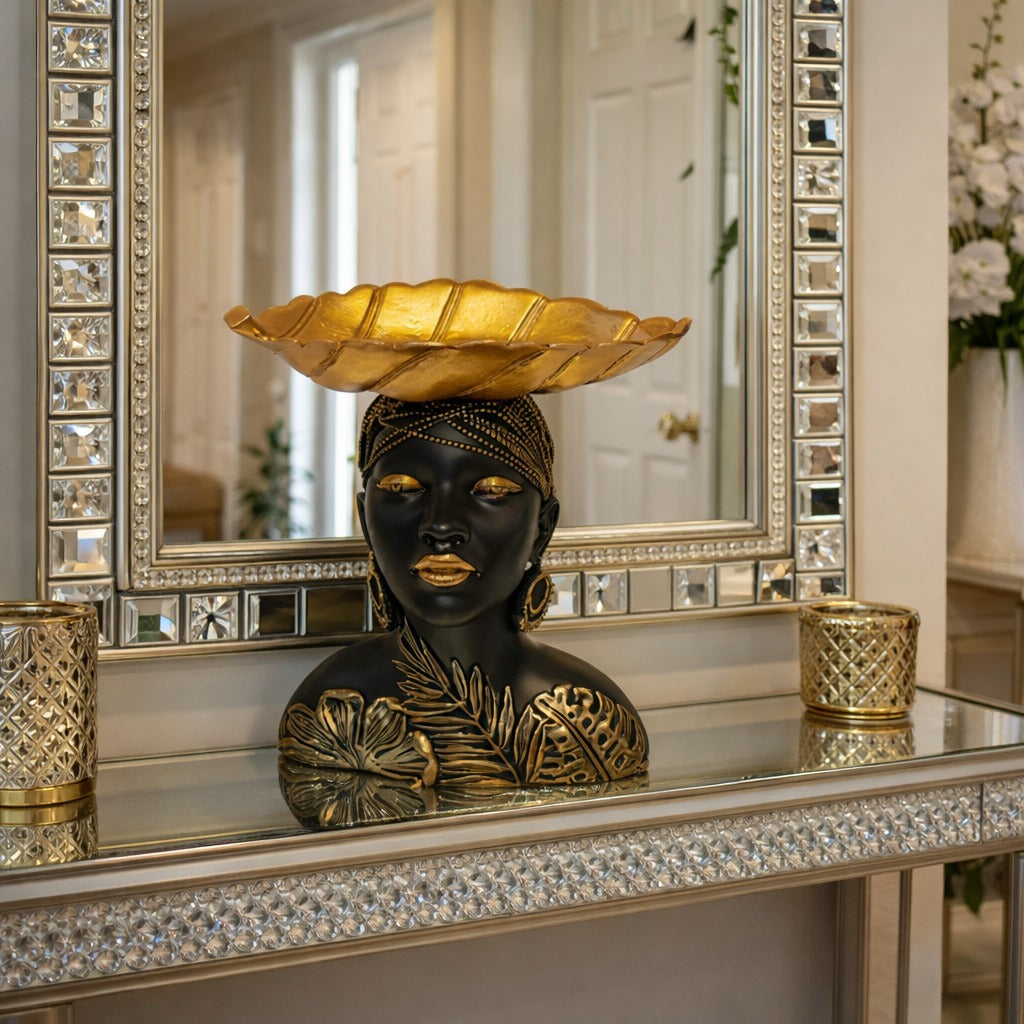 Suport decorativ tip tava cu statueta feminina – rasina – 9.5 x 12 x 25 cm