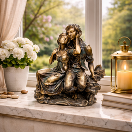 Statueta decorativa cuplu romantic  – eleganta si emotie in detalii fine, 28 cm