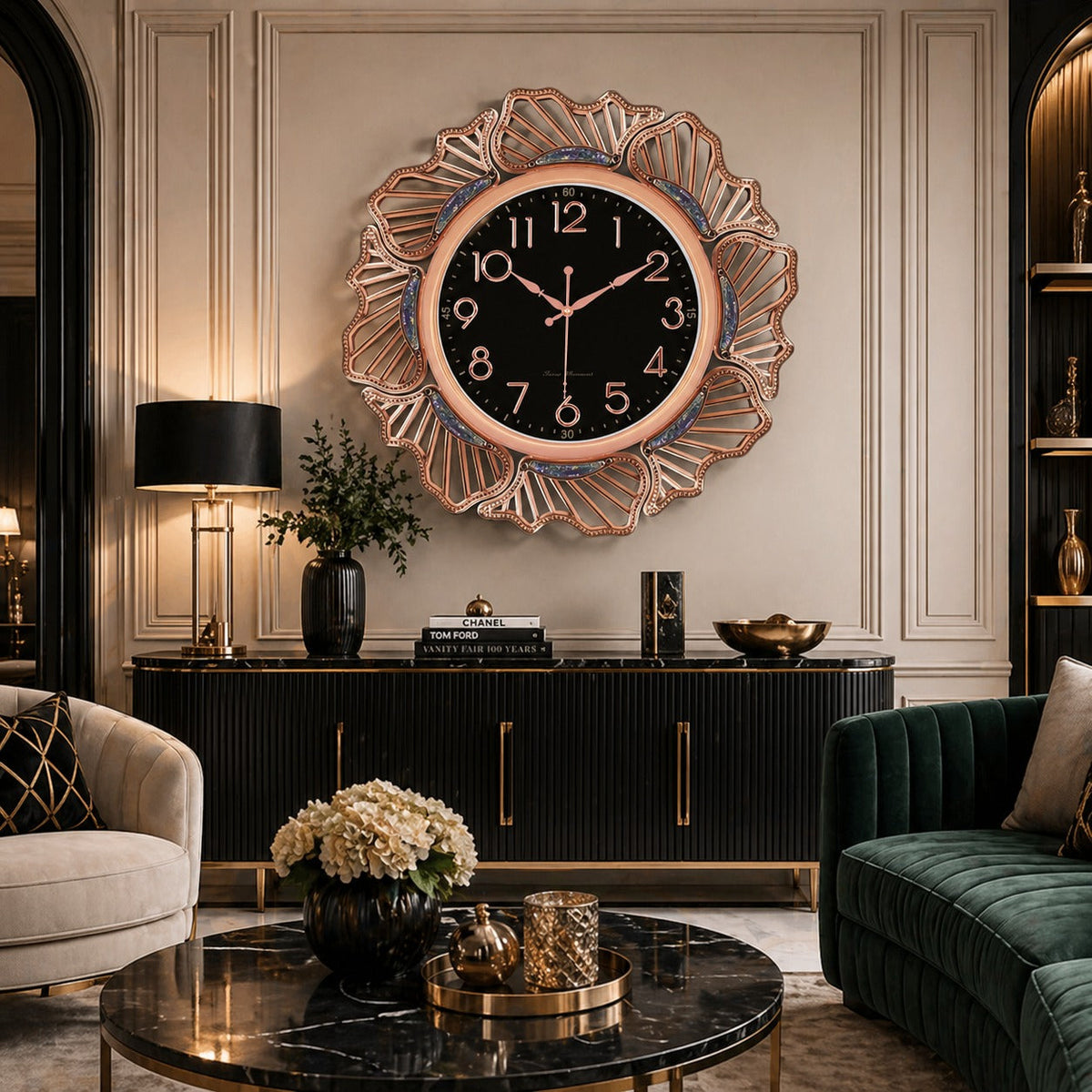 Ceas de perete modern decorativ 57 cm design elegant cu cadran mare silentios