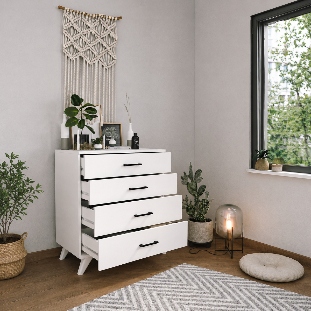Comoda cu 4 sertare, 76 x 44,2 x 86,4 cm