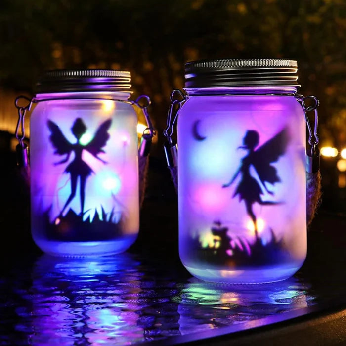 Set 2 Decoratiuni Solare cu Zane LED Alb Cald Multicolor Iluminare Ambientala Gradina - detaliu produs