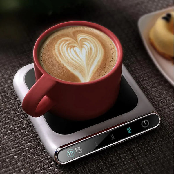 Incalzitor electric smart pentru cana cafea, ceai si alte bauturi, incarcare USB, reglare temperatura, alimentare 5V, putere 10W, alb