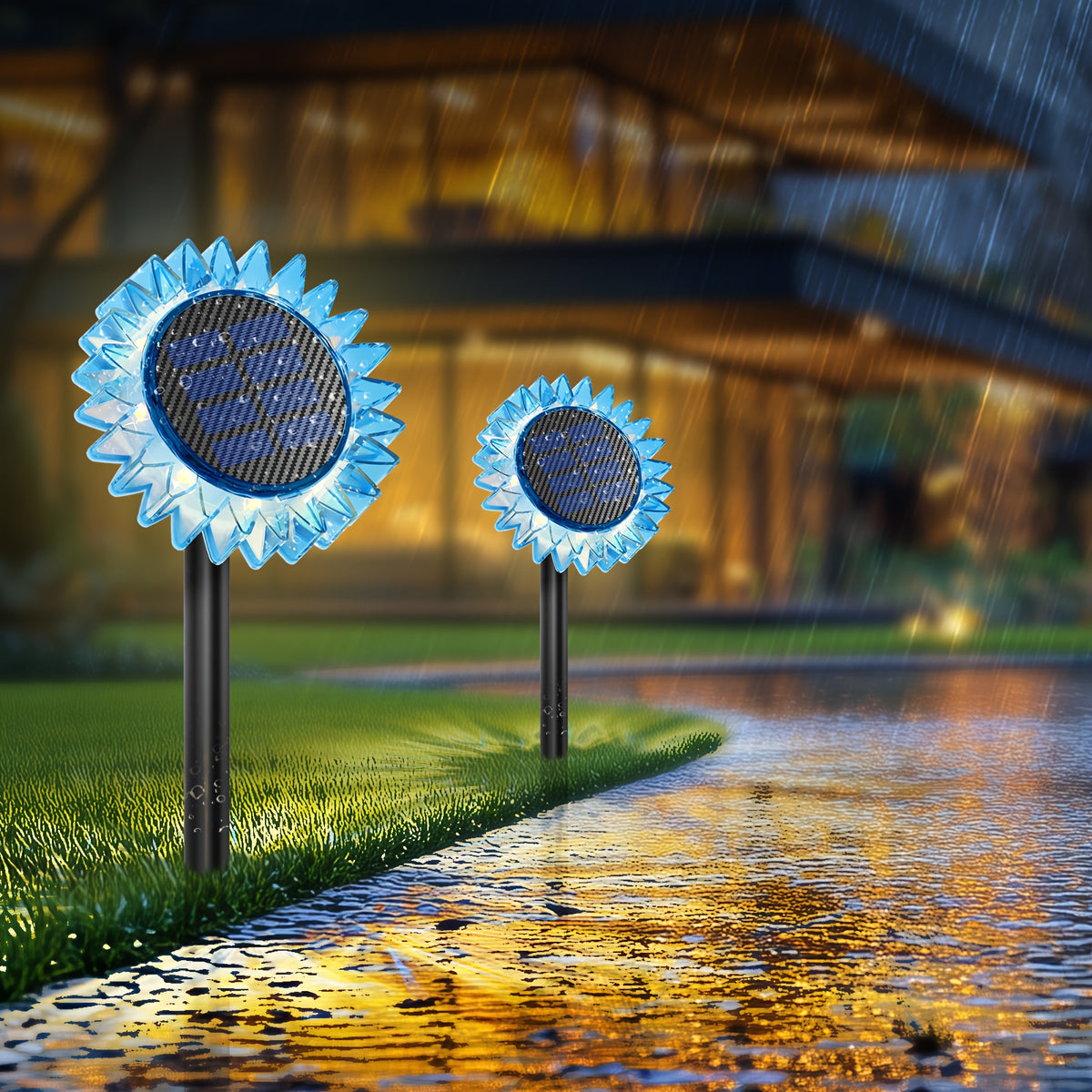 Lampa Solara de Gradina Floarea-soarelui LED Iluminare Automata Decorativa - detaliu produs